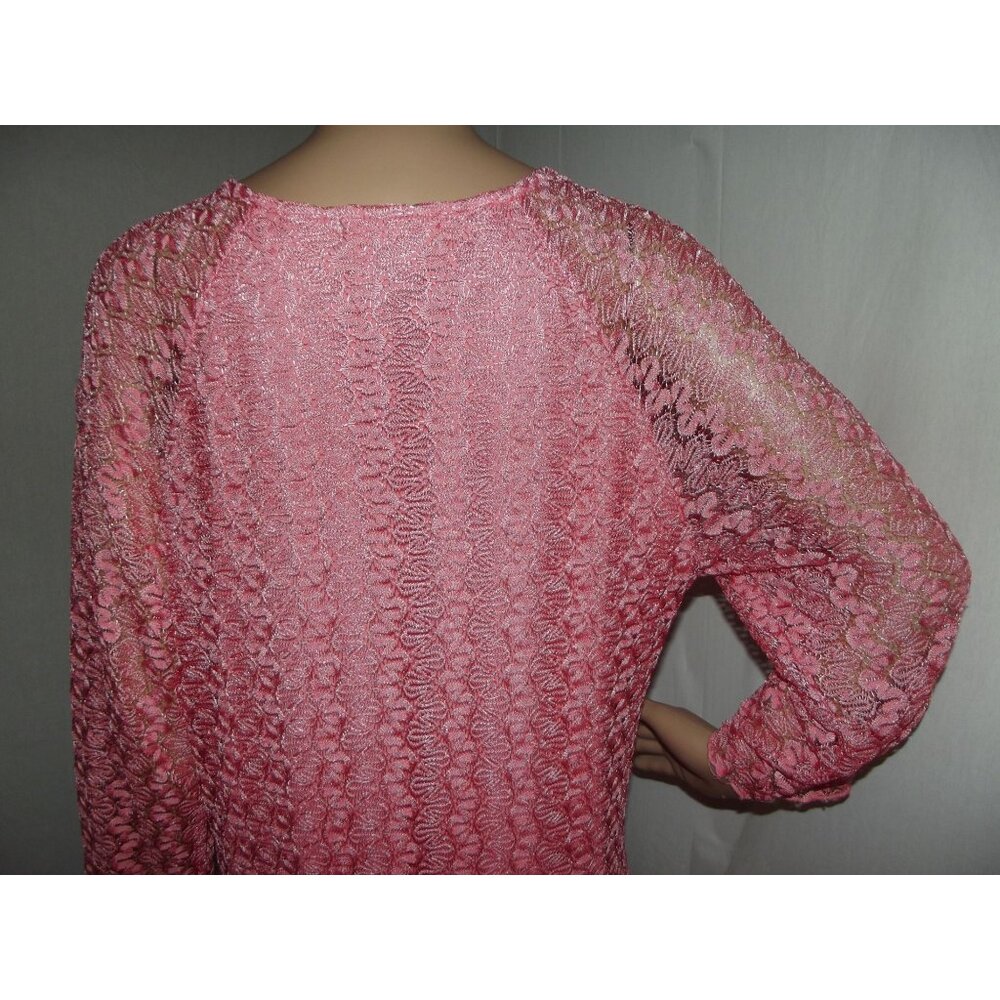 Pleasant Shade Tunic Blouse Womens size XL Coral long lace asymmetric shark bite - Picture 10 of 12